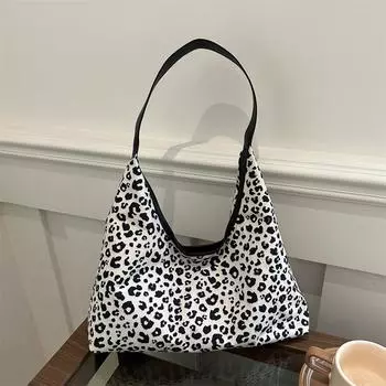 2024 новая персонализированная модная сумка через плечо с леопардовым принтом, высококачественная повседневная модная простая сумка большой вместимости темно-коричневого