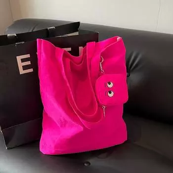 2024 новая персонализированная складная сумка для хранения в виде маленького монстра, большая вместительная сумка из цветной ткани с вышивкой, легкая сумка-тоут 35*15*43 чёрный