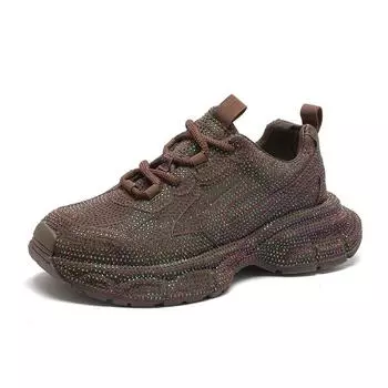 2024 Новая платформа Вулканизированная обувь Женская Удобная Высококачественная Полная Дрель Париж Кроссовки Женская Модная Повседневная Спортивная Обувь 35 бежевый