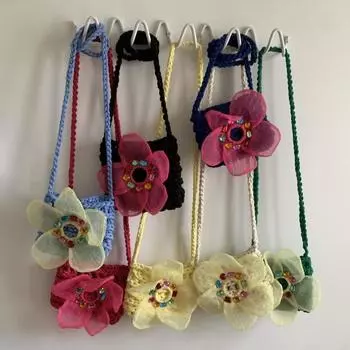 2024 новая плетеная сумка-мессенджер с цветочным принтом, летняя дорожная сумка, необходимая для моды с бриллиантами