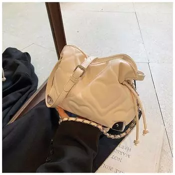 2024 новая плиссированная сумка на плечо с вышивкой нитками, простая и модная сумка-мессенджер с цепочкой, персонализированная ретро-модная сумка подмышкой чёрный