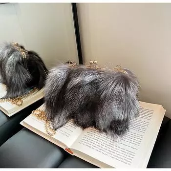 2024 Новая плюшевая женская сумка через плечо, модная сумка-мессенджер с цепочкой, модная универсальная сумка с пряжкой-клипсой