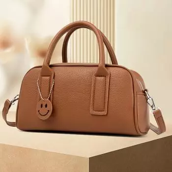 2024 Новая популярная маленькая сумка-тоут в стиле ретро с изображением улыбающегося лица, сумка для боулинга, простая сумка-подушка, женская сумка-мессенджер из высококачественной искусственной кожи, большая вместимость, сумка на одно плечо зелёный