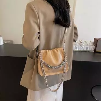 2024 новая популярная осенне-зимняя женская сумка высокого класса, легкая, роскошная, нишевая, через плечо, маленькая сумка-ведро, сумка-ведро, прилив кофейный