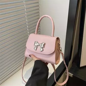 2024 новая популярная универсальная сумка-мессенджер с бантом, текстура, иностранный стиль, маленькая сумка, женская мода, пригородная, маленькая квадратная сумка чёрный