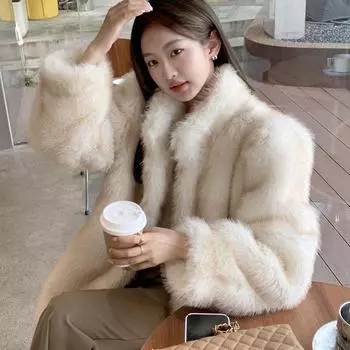 2024 новая популярная зимняя меховая куртка знаменитостей женская экологическая защита искусственный лисий плюш теплое пальто толстое S spot
