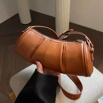 2024 Новая повседневная цилиндрическая сумка через плечо женская модная сумка-мессенджер брендовая женская сумка-тоут сумки через плечо для женщин из искусственной кожи маленькая сумка чёрный