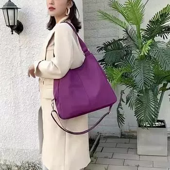 2024 Новая повседневная женская сумка, водонепроницаемая нейлоновая сумка на плечо, модный дизайн, хорошее качество, износостойкие большие сумки-тоут чёрный