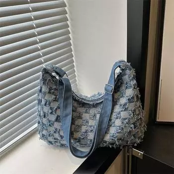 2024 новая простая и модная сумка-мессенджер на одно плечо, повседневная и модная большая вместительная модная портативная повседневная женская сумка подмышкой чёрный