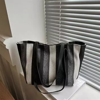 2024 новая простая повседневная сумка-тоут большой емкости повседневная модная сумка корейская версия сумка через плечо большой емкости для женщин чёрный