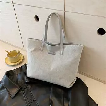 2024 новая простая сумка через плечо для отдыха и поездок на работу, простая сумка-тоут, повседневная модная сумка большой вместимости для женщин чёрный