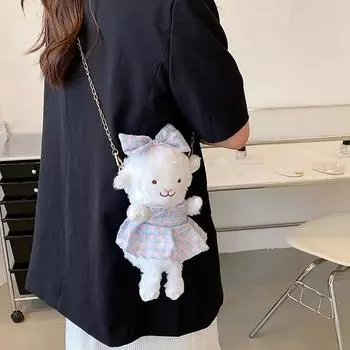 2024 Новая японская милая и симпатичная сумка через плечо с мультяшным принтом, стильная и простая милая сумка-кукла-медведь для женщин жёлтый