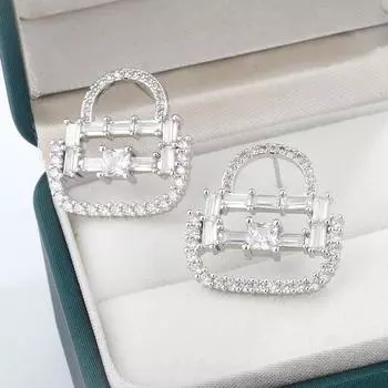 2024 Новая японская мода AAA циркониевые серьги-сумочки для женщин свадебные украшения блестящие ювелирные изделия подарок ювелирные изделия для женщин белый
