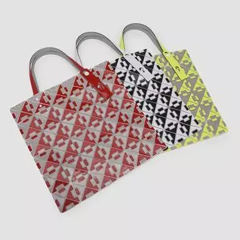 «2024 Новая японская сумка через плечо с геометрическим узором и мозаикой, 6x6 треугольников» красный