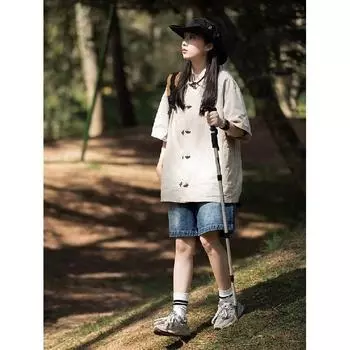 2024 Новая ретро-рубашка для летней мужской одежды, гонконгский стиль, студенческая свободная, маленький и популярный дизайн, забавный мужской топ, верхняя одежда M чёрный