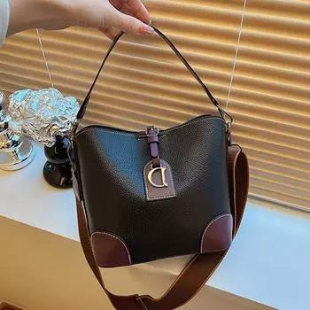 2024 новая ретро-сумка большой емкости через плечо сумка-мессенджер с текстурой подмышечная сумка иностранный газ контрастный цвет сумка-ведро