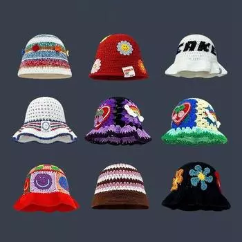 2024 новая ретро-вязаная шапка-тазик женская осенне-зимняя теплая модная универсальная маленькая шерстяная шапка M56-58cm