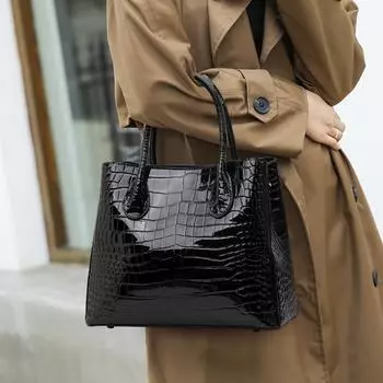 2024 Новая роскошная модная женская сумка из натуральной кожи, большая вместимость, сумка-тоут из коровьей кожи, женские сумки через плечо чёрный