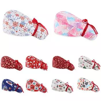 2024 Новая рождественская кепка с принтом для медсестер, стоматологов, врачей, рабочая кепка, рождественская хлопковая рабочая кепка унисекс