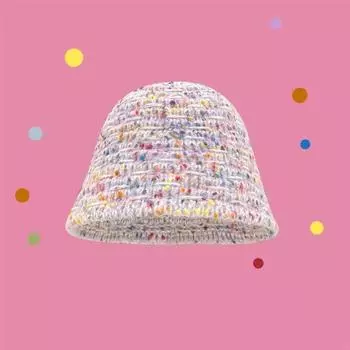 2024 Новая шапка рыбака детская осенне-зимняя корейская версия большая вязаная шерстяная шапка с изображением лица маленькая шапка-тазик 56-58cm чёрный