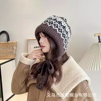 2024 новая шапка с большой окружностью головы женская осенне-зимняя вязаная шерстяная шапка универсальная термосумка для головы one size fits all хаки