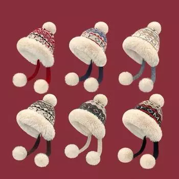 2024 новая шерстяная шапка осень-зима женская утолщенная защита ушей для сохранения тепла, универсальная, чтобы показать маленькое лицо, езда на лошадях холодная шапка Lei Feng M56-58cm