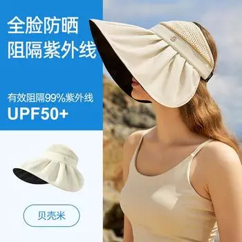 2024 новая шляпа-ракушка летняя универсальная солнцезащитная шляпа женская шляпа от солнца защита от ультрафиолета на открытом воздухе пустая шляпа-цилиндр для волос чёрный