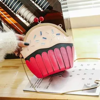 2024 новая симпатичная сумка через плечо, персонализированная креативная сумка для торта, мороженого, модная сумка-цепочка из искусственной кожи роза розовый