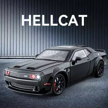 2024 Новая симуляция 1:24 Dodge Challenger Hellcat Redeye Модель легкосплавного автомобиля Звук и свет Детская игрушка Подарок на день рождения Миниатюрный автомобиль белый