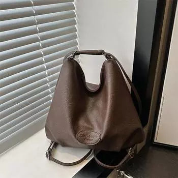 2024 Новая складная сумка-тоут для женщин, большая вместимость, повседневный модный рюкзак, многофункциональная текстурированная сумка через плечо с косым ремнем чёрный