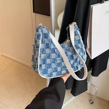 2024 новая сумка через плечо, персонализированная сумка в иностранном стиле с полумесяцем, красивая, вместительная, трендовая, модная, повседневная сумка чёрный