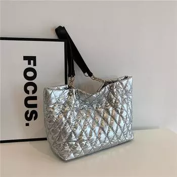 2024 новая сумка через плечо с бриллиантами женская хлопковая сумка модный тренд рабочая сумка для поездок на работу большая вместительная сумка-тоут женская чёрный