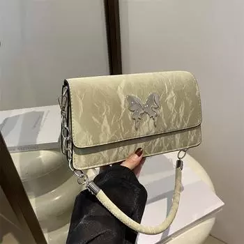 2024 новая сумка через плечо с цепочкой, женская сумка-бабочка, женская сумка, модный тренд, иностранный стиль, маленькая квадратная сумка для женщин чёрный