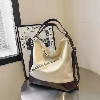 2024 новая сумка для поездок на работу большой вместимости, текстура мягкой кожи PU, маленький рюкзак, нишевый дизайн, одно плечо, косая сумка чёрный