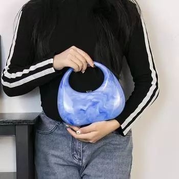 2024 новая сумка из мраморного акрила с нишевым дизайном в виде полумесяца, клатч, универсальная сумка для ужина светло-серый