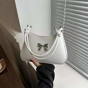 2024 новая сумка-мешок с бантом женская сумка senmeng модная корейская версия нишевая сумка подмышкой сумка-мессенджер с цепочкой чёрный