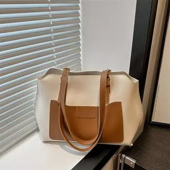 2024 новая сумка, подходящая по цвету сумка-тоут, сумка через плечо, женская осенне-зимняя ретро-сумка, универсальная, высокого класса, подмышечная сумка чёрный