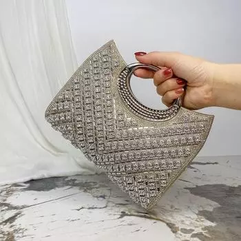 2024 новая сумка, полная бриллиантов, сумка для ужина, высококачественная вечерняя сумочка со стразами, бриллиантовая сумочка в руке, свадебная сумочка с пайетками, Xiyin 22*18*6