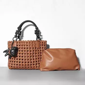 2024 Новая сумка с ажурным плетением Европейские и американские дизайнерские модные женские сумки Сумки через плечо светло-синий