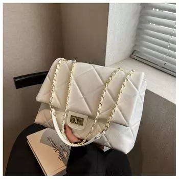 2024 новая сумка женская осенняя модная сумка через плечо Sen Meng большая вместимость сумка-мессенджер с цепочкой из бриллиантов чёрный