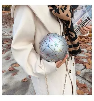 2024 новая сумка женская сумка через плечо маленькая круглая сумка баскетбольная сумка геометрический узор цепочка сумка-мессенджер персонализированная женская сумка чёрный
