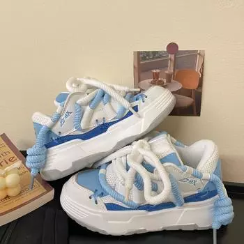 2024 Новая толстая подошва с увеличением Плато в стиле Себу, повседневная обувь для старого папы, кроссовки Ins в гонконгском стиле 36