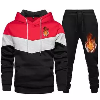 2024 Новая толстовка с капюшоном с принтом факела для мальчиков и девочек, весна-осень, толстовка с капюшоном и спортивные штаны, спортивная одежда для активного отдыха S