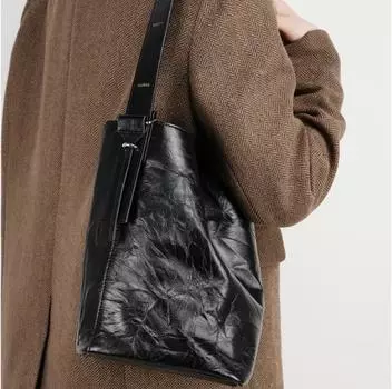 2024 Новая удобная сумка-ведро из воловьей кожи со сложенной головой для женщин/новая высококачественная сумка-тоут из натуральной кожи