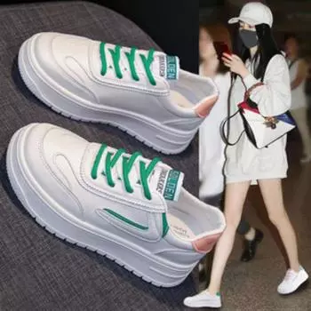 2024 Новая удобная женская обувь Модная универсальная женская вулканизированная обувь Весенняя толстая подошва Женская спортивная обувь 35 чёрный