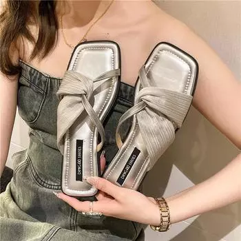 2024 Новая универсальная верхняя одежда Модные маленькие феи сандалии Французские пляжные сандалии для женщин 35 абрикосовый