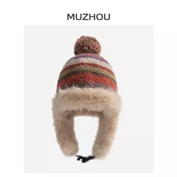 2024 новая утолщенная и бархатная шляпа Lei Feng для женщин с маленьким лицом. Зимняя северо-восточная теплая и холодная защитная шапка для ушей One Size темно-коричневого