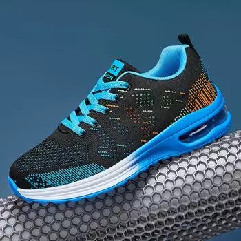 2024 Новая весенне-летняя повседневная обувь, мужские кроссовки, модная удобная сетчатая модная мужская обувь, большие размеры 36-47 36 синий
