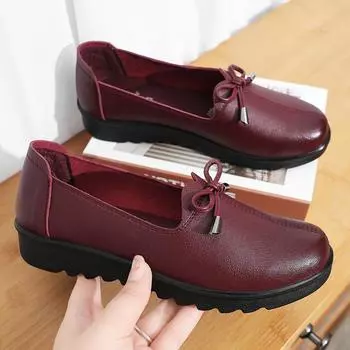 2024 Новая весенняя мода женские туфли на высоком каблуке без застежек, женские туфли на танкетке из кожи, удобные повседневные туфли, женские туфли-лодочки 35-41 35 чёрный