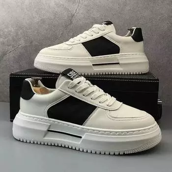 2024 новая весенняя мужская обувь, тренд, универсальная спортивная повседневная кожаная обувь, мужская толстая подошва, увеличивающая высоту, маленькие белые туфли, модная обувь 39